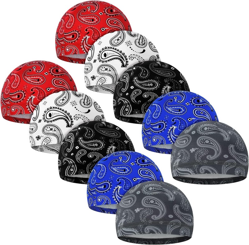 Tarpop 10 Pcs Men Skull Caps Cooling Welding Hard Helmet Liner Cycling Skull Caps Wicking Beanie Do Rag Head Wrap for Men - Image 1